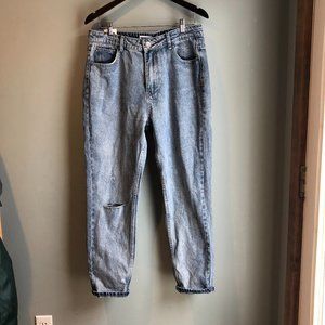 Ripped knee mom jeans